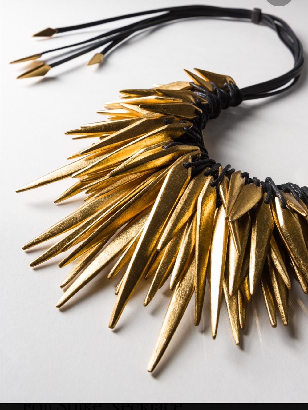 Monies Denmark Leather Gold Foil Spike Necklace Runway Wearable Art $1595 - Picture 10 of 11